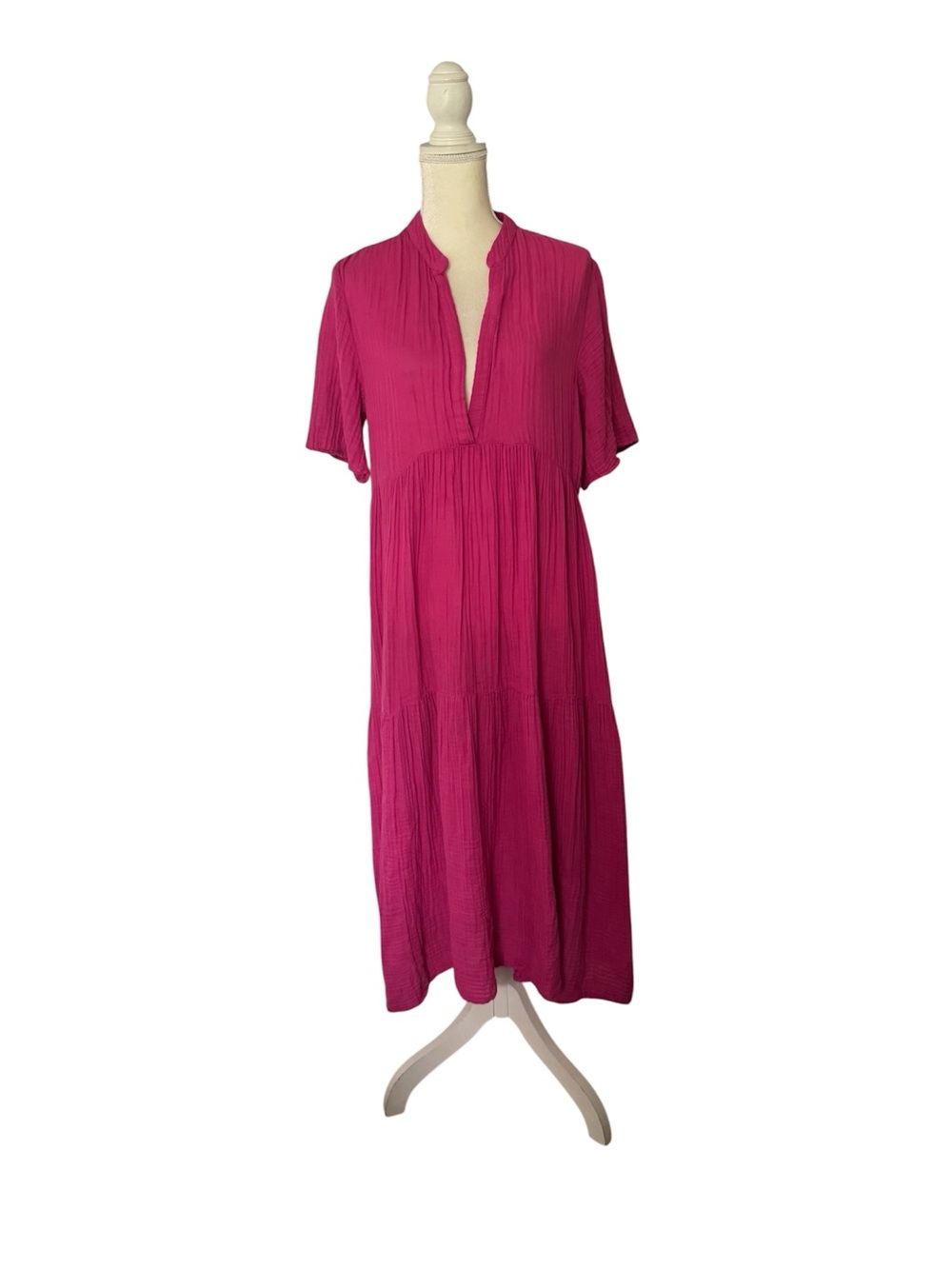 Anthropologie Magenta Tiered maxi Dress